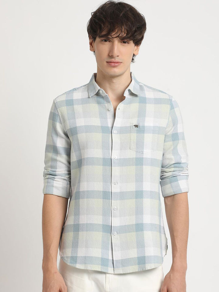 THE BEAR HOUSE Men's Checked Slim Fit Casual Shit
