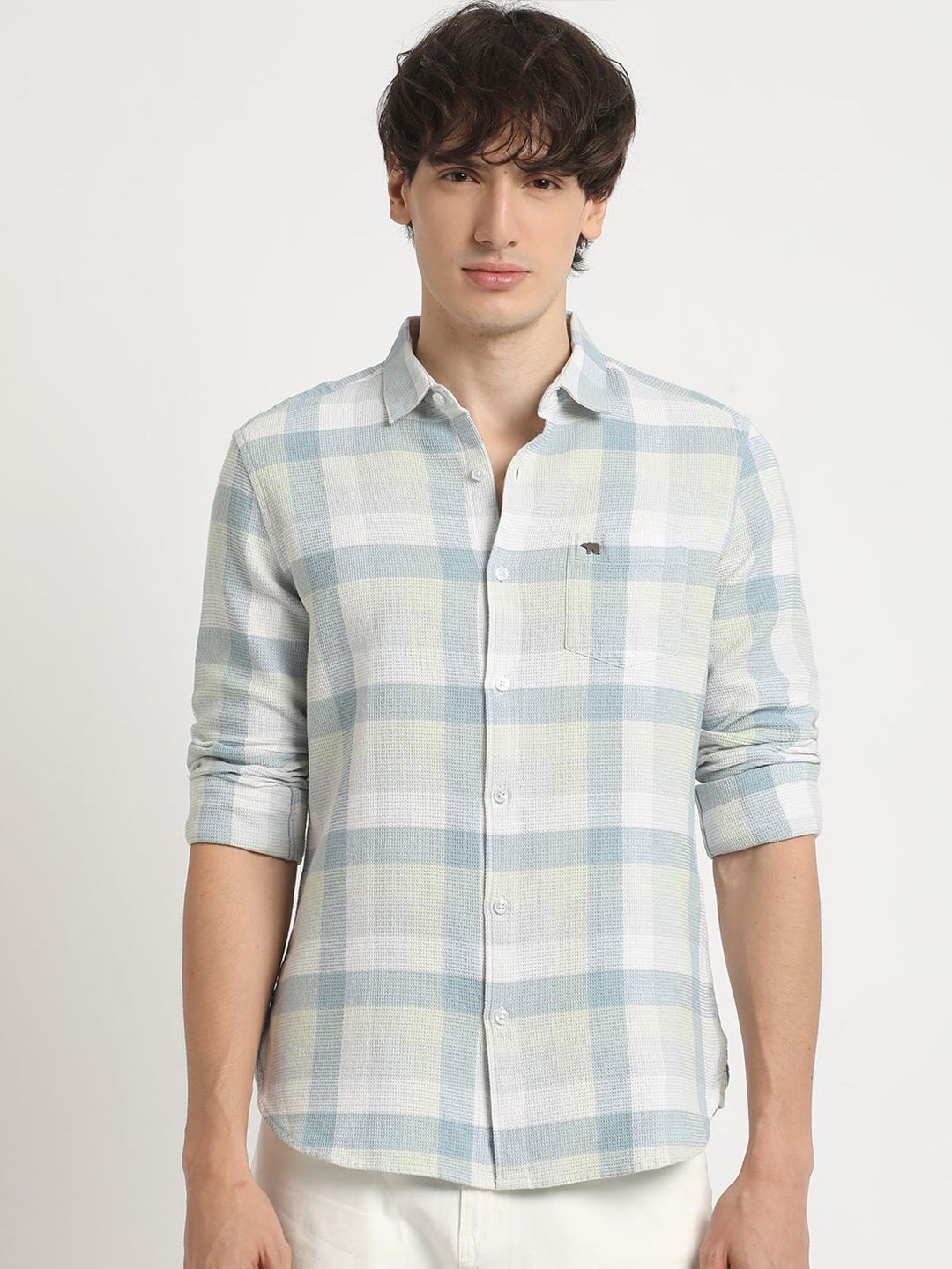 THE BEAR HOUSE Men's Checked Slim Fit Casual Shit