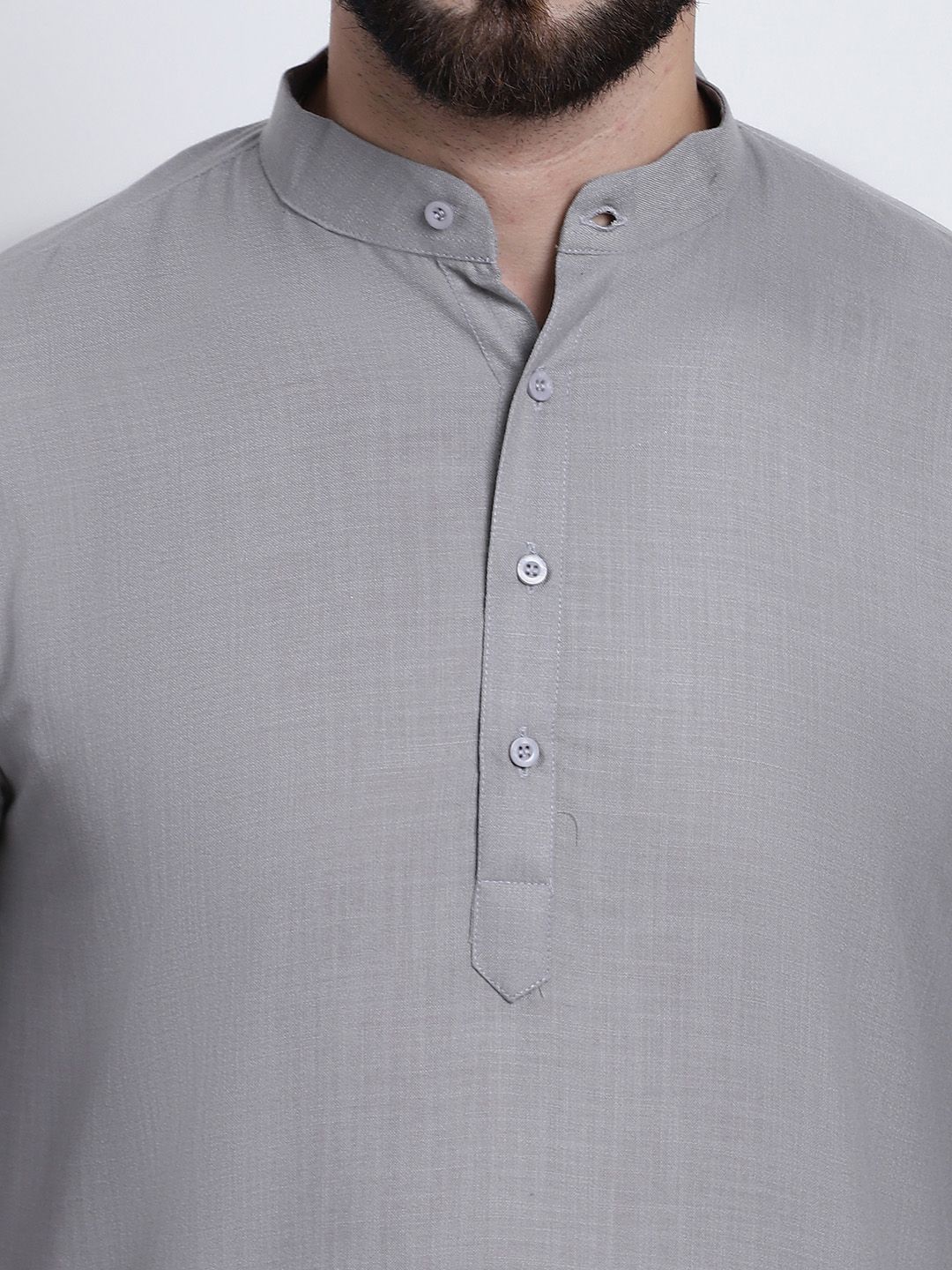 Anug by SOJANYA Men Grey Band Collar Kurta
