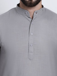 Anug by SOJANYA Men Grey Band Collar Kurta