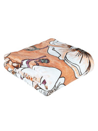 Story@home Brown & White Floral Mild Winter 300 GSM Single Bed Blanket