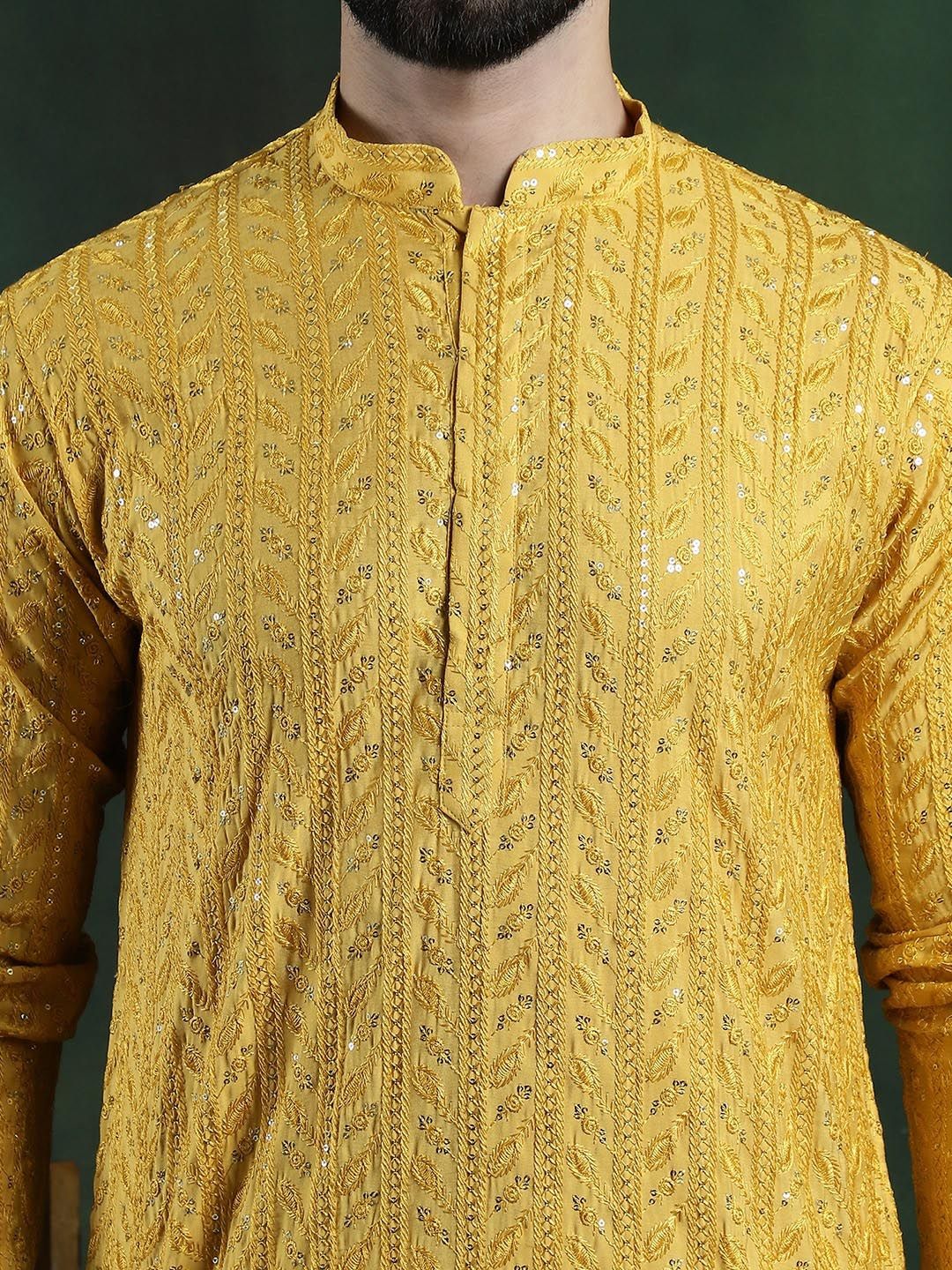 SOJANYA LUXE Kurta Kerja Benang Biasa Sulam Bunga dengan Pijama