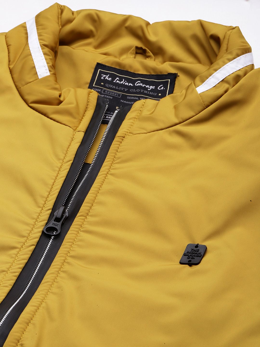 The Indian Garage Co Men Mustard Yellow Solid Bomber Jacket