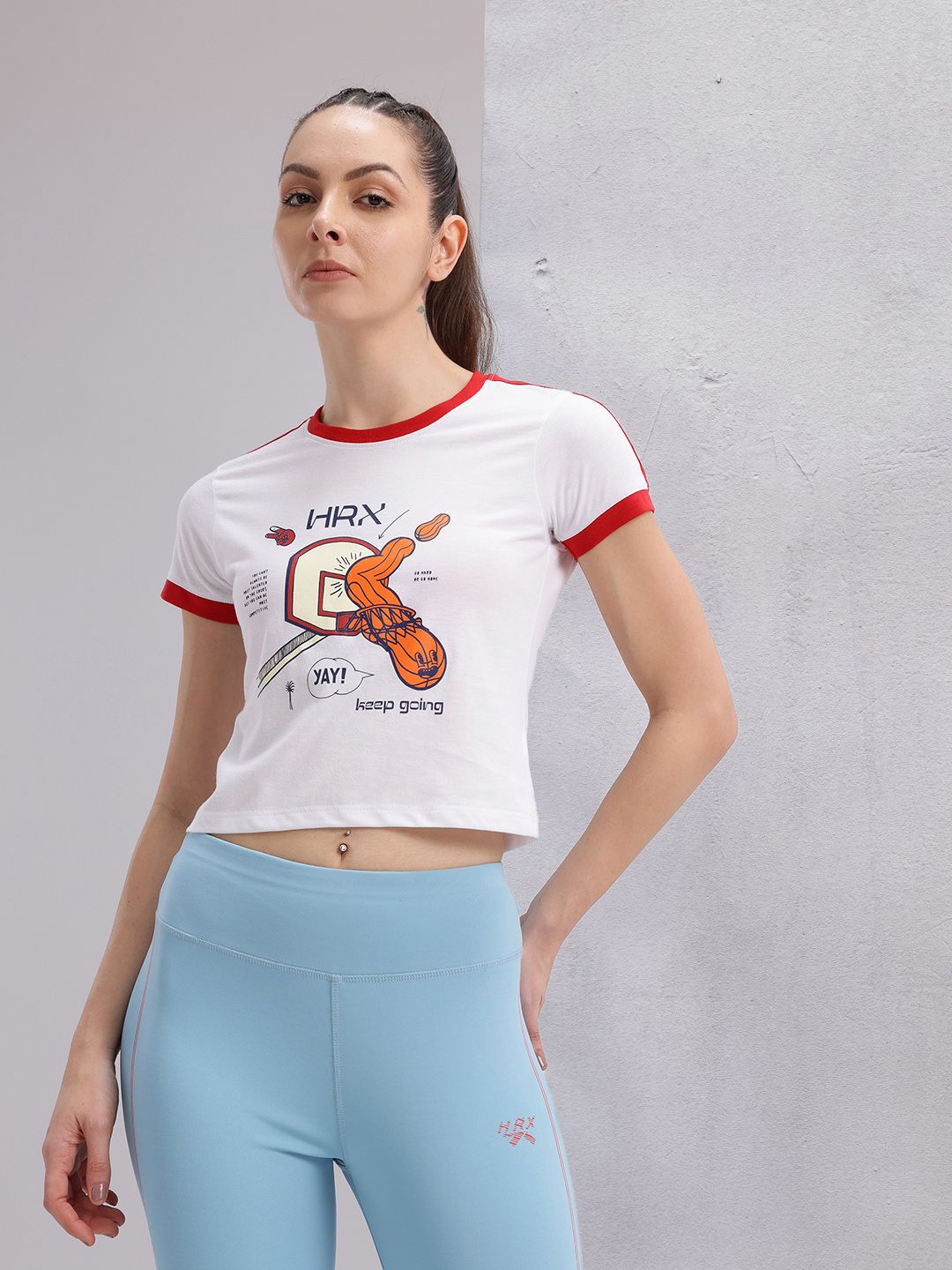 HRX by Hrithik Roshan Graphic Print Crop T-shirt