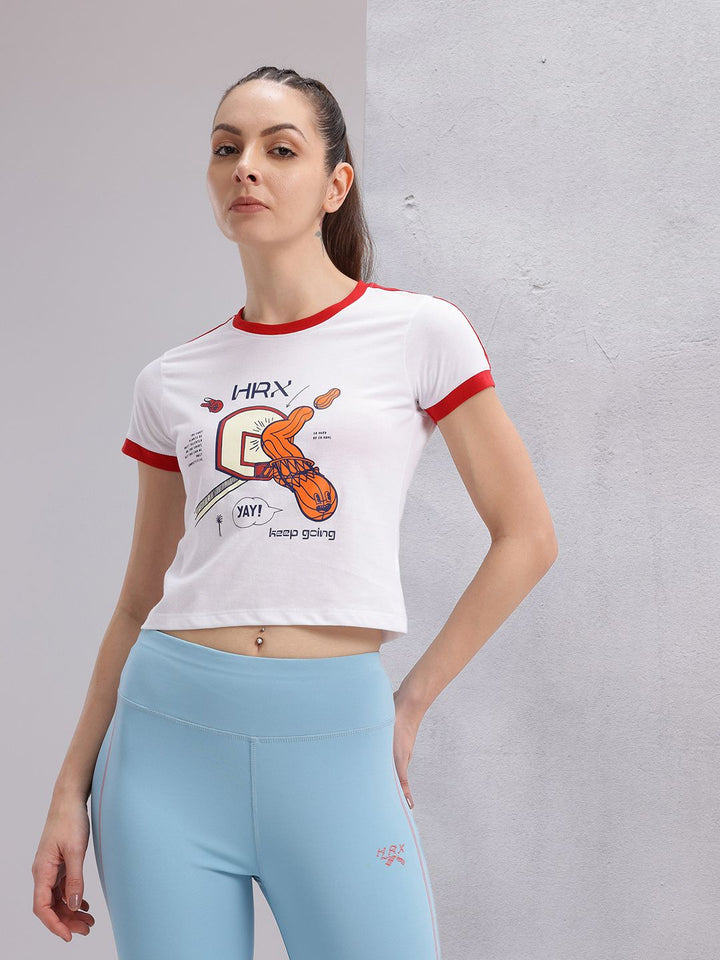 HRX by Hrithik Roshan Graphic Print Crop T-shirt