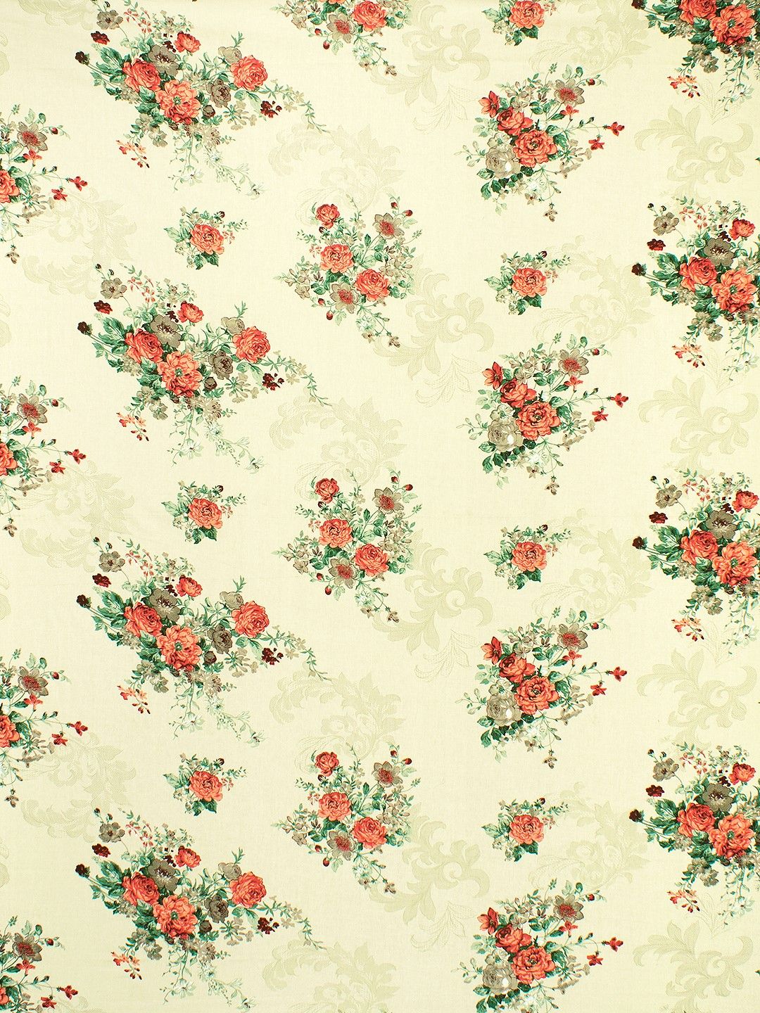 Story@home Ventura Orange Cream-Coloured 144 TC Cotton Queen Bedsheet 2 Pillow Covers