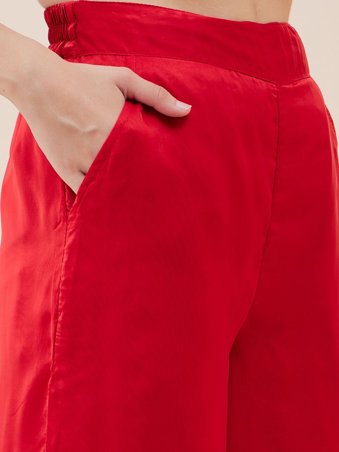 Antheaa Red Embellished Tunic With Palazzos