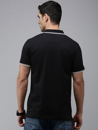 SPYKAR Men Pure Cotton Striped Polo Collar Slim Fit T-shirt