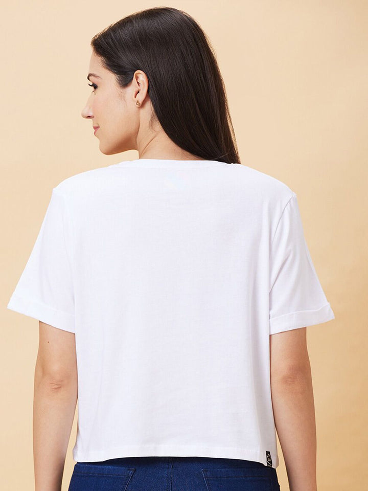 Being Human Round Neck Short Sleeves Crop Boxy T-shirt