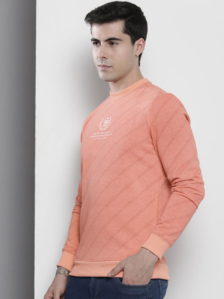 The Indian Garage Co Men Peach-Coloured Printed Sweatshirt