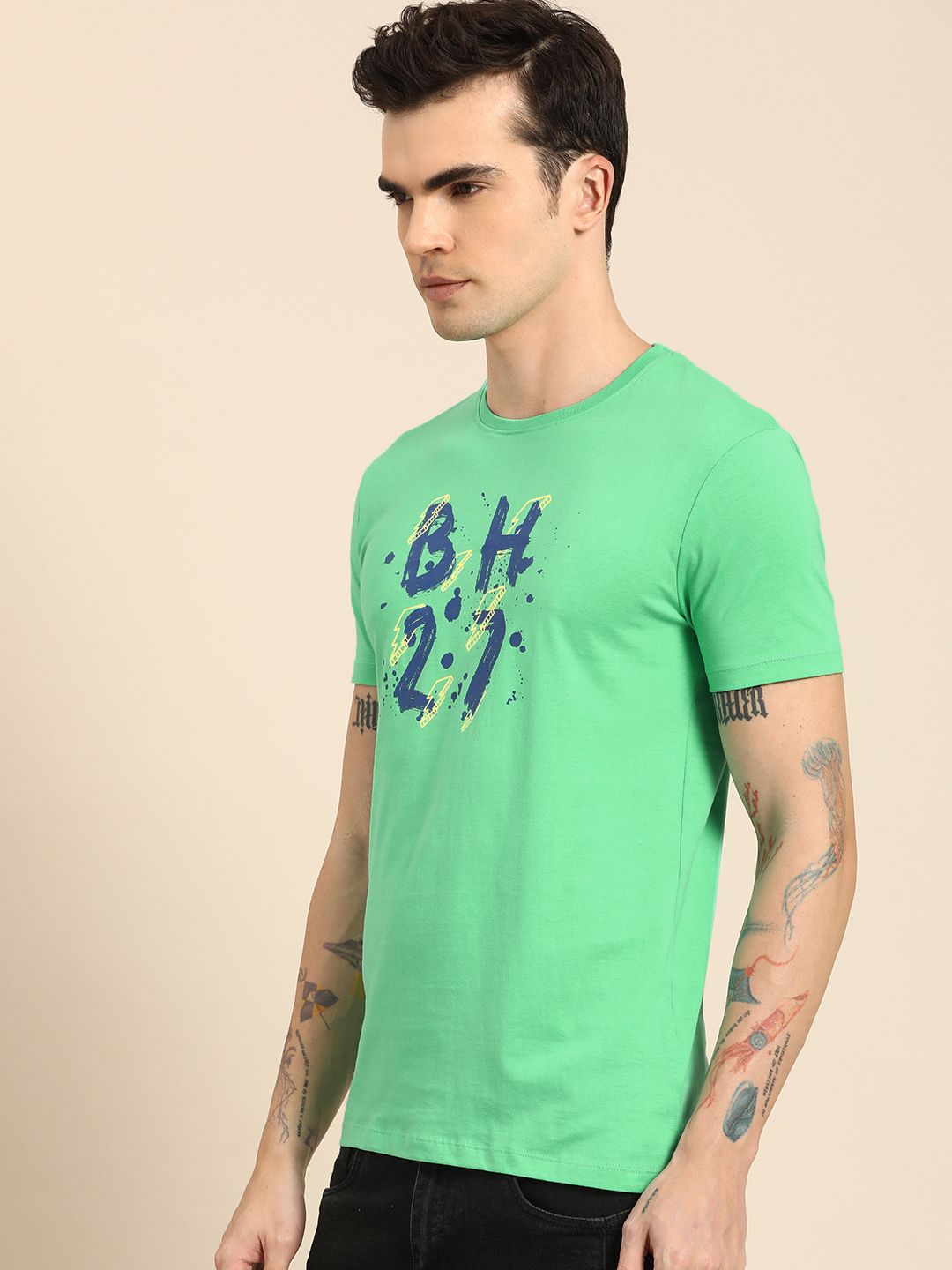 Being Human Pure Cotton Graphic Printed Casual T-shirt