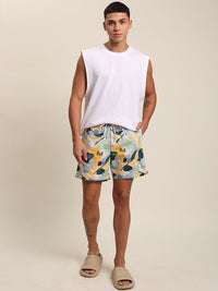 Bene Kleed Men Mid-Rise Printed Cotton Slim Fit Shorts