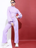 Tokyo Talkies Women Lavender Solid Top With Trousers