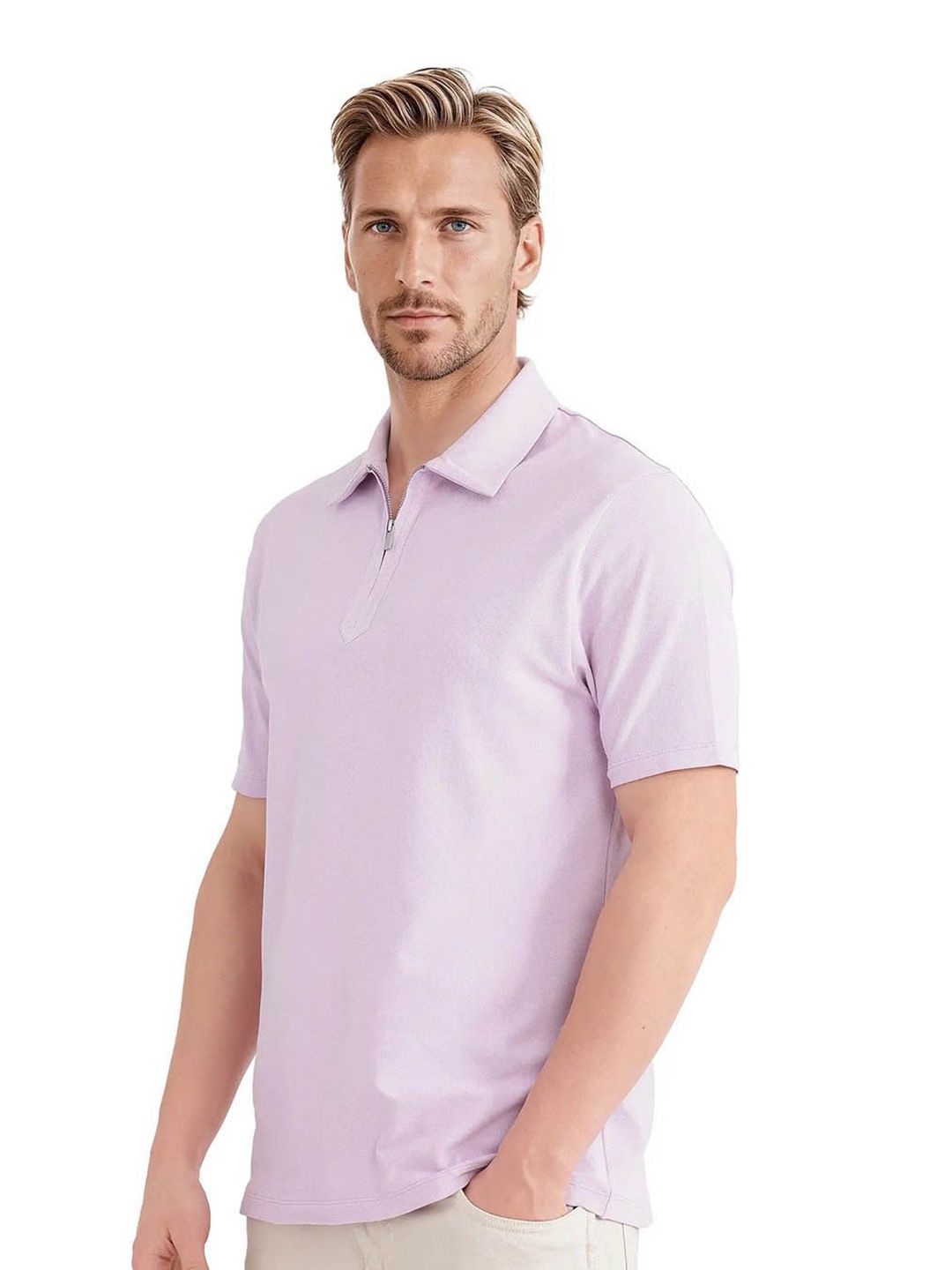 RARE RABBIT Men Solid Polo Collar Cotton T-shirt