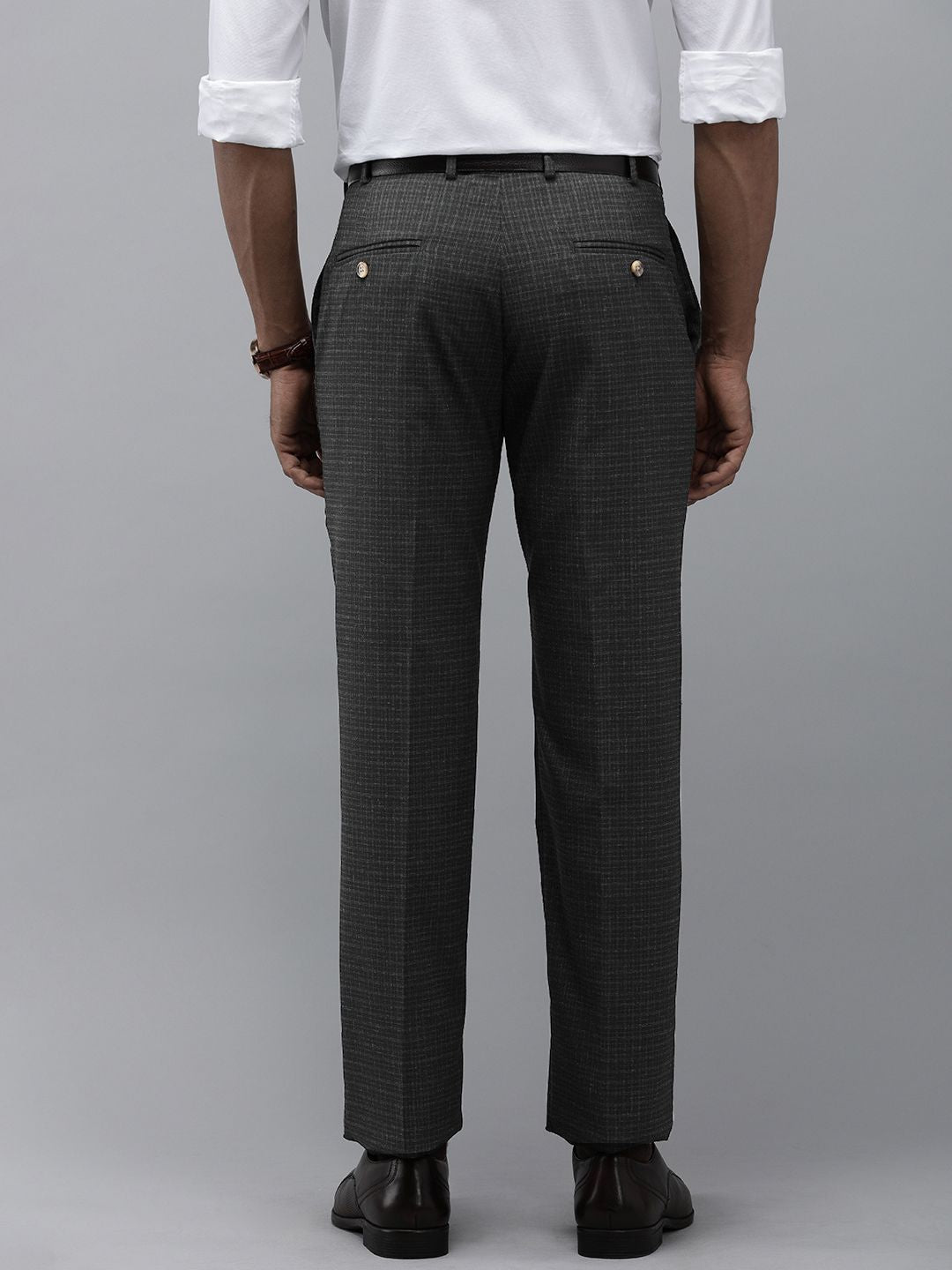 Park Avenue Men Checked Smart Fit Formal Trousers