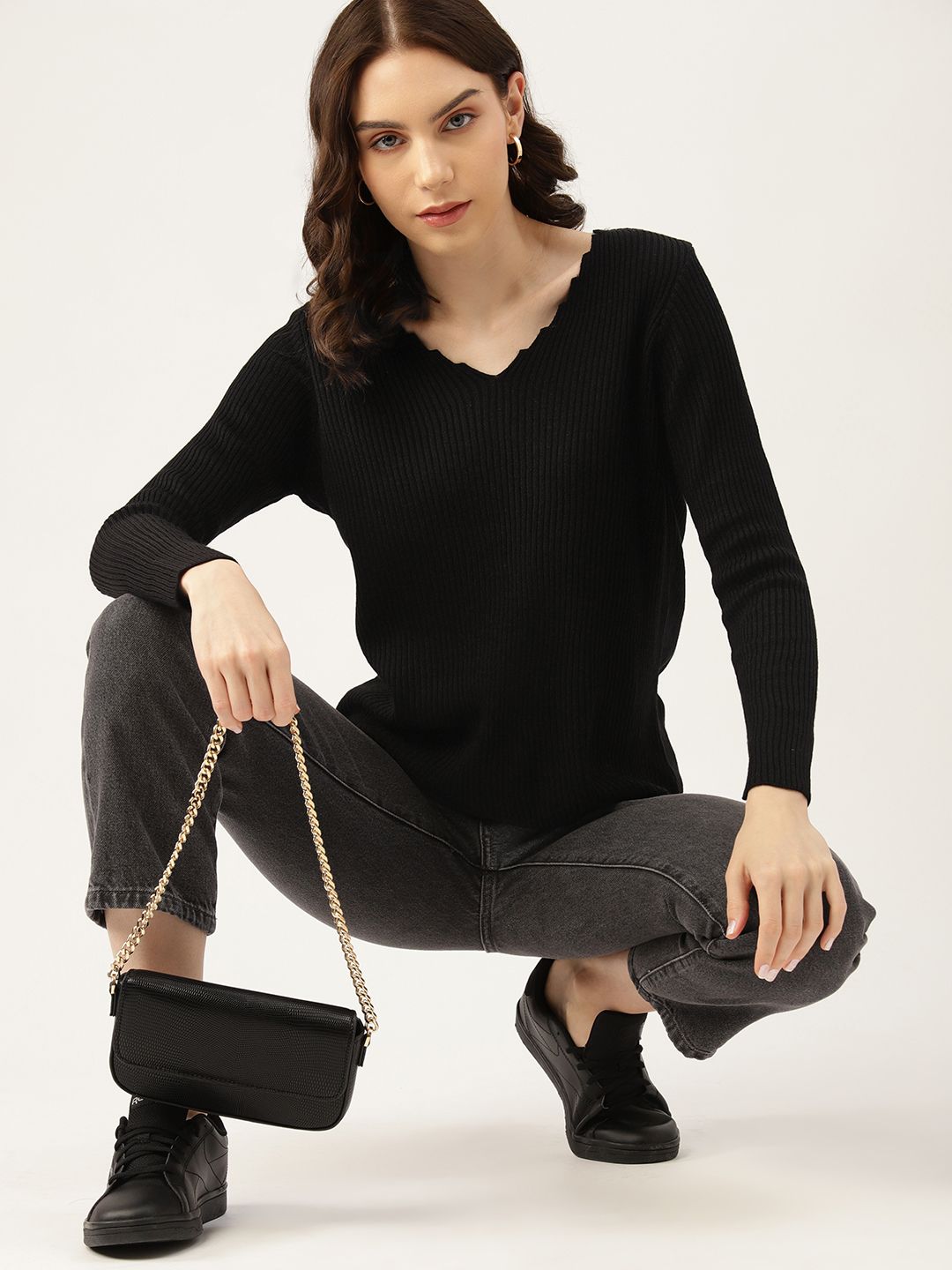 DressBerry Women Ribbed Acrylic Pullover
