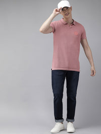 THE BEAR HOUSE Ardor Edition Men Pink Polo Collar Cotton Slim Fit T-shirt