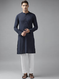 See Designs Men Blue Regular Pure Cotton Kurta with Pyjamas