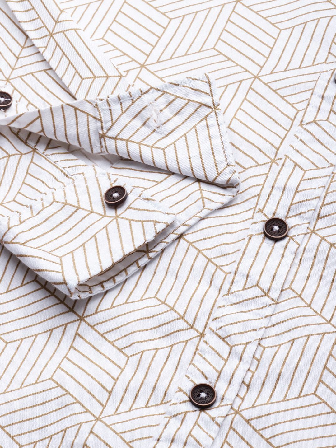 The Indian Garage Co Men White Printed Pure Cotton Casual Shirt