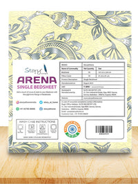 Story@home Cream-Coloured & Grey Floral Microfiber 180 TC Single Bedsheet & 1 Pillow Cover