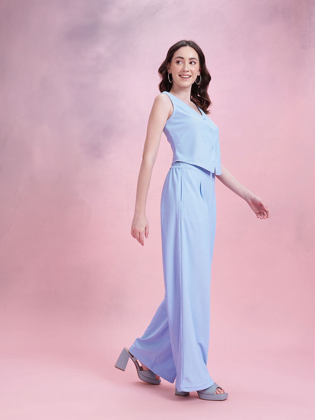 DressBerry Textured Pleated Co-Ords