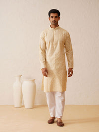 SOJANYA LUXE Men Floral Embroidered Regular Thread Work Kurta with Pyjamas
