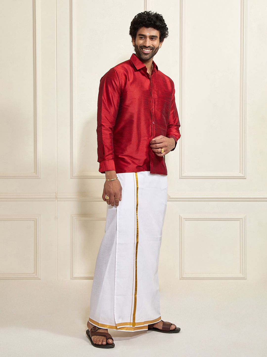 VASTRAMAY Shirt With Veshti Set