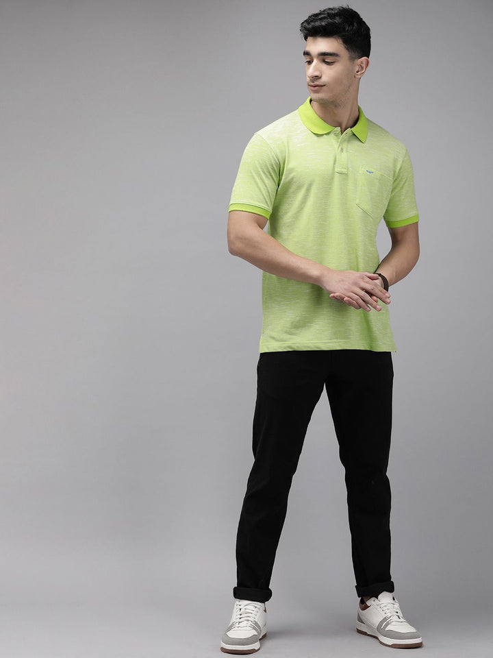 Park Avenue Self Design Polo Collar Pocket Slim Fit T-shirt