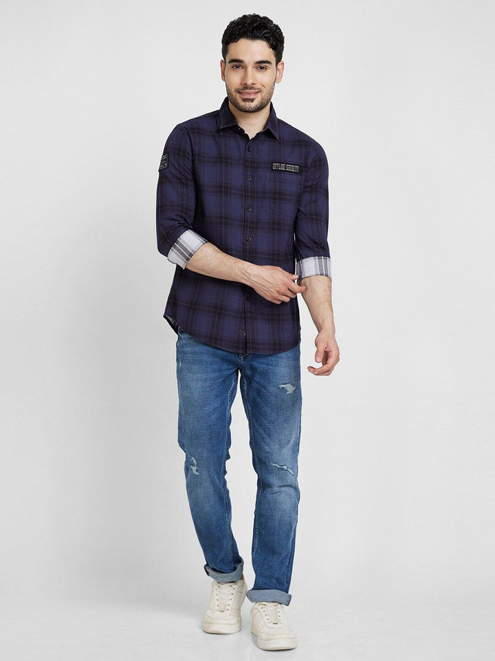 SPYKAR Classic Tartan Checked Casual Cotton Shirt