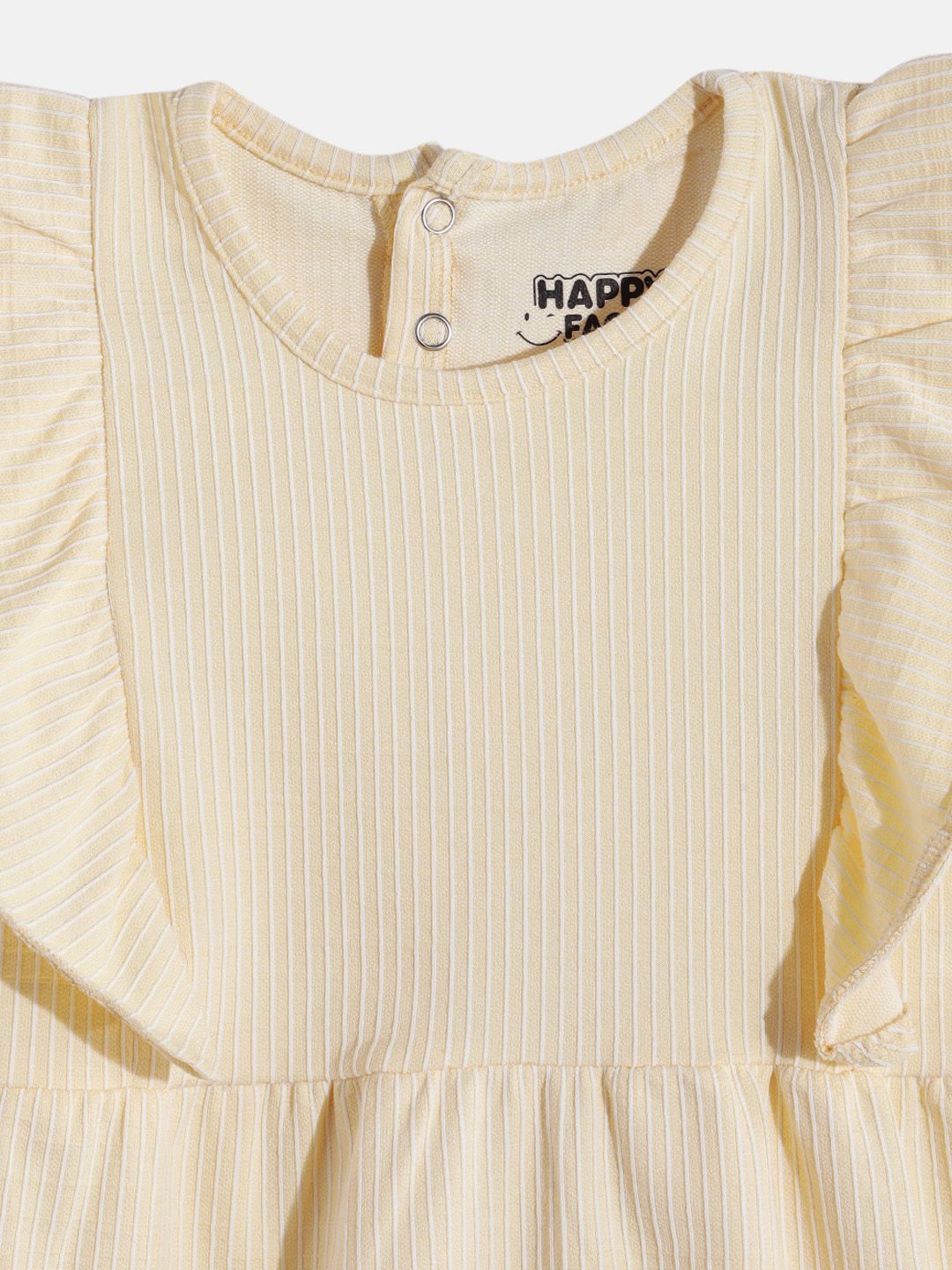 Happy Faces Girls Striped Ruffled Fit & Flare Pure Cotton Dress