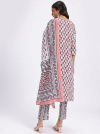 Anouk Women Floral Printed Regular Pure Cotton Kurta with Trousers & With Dupatta