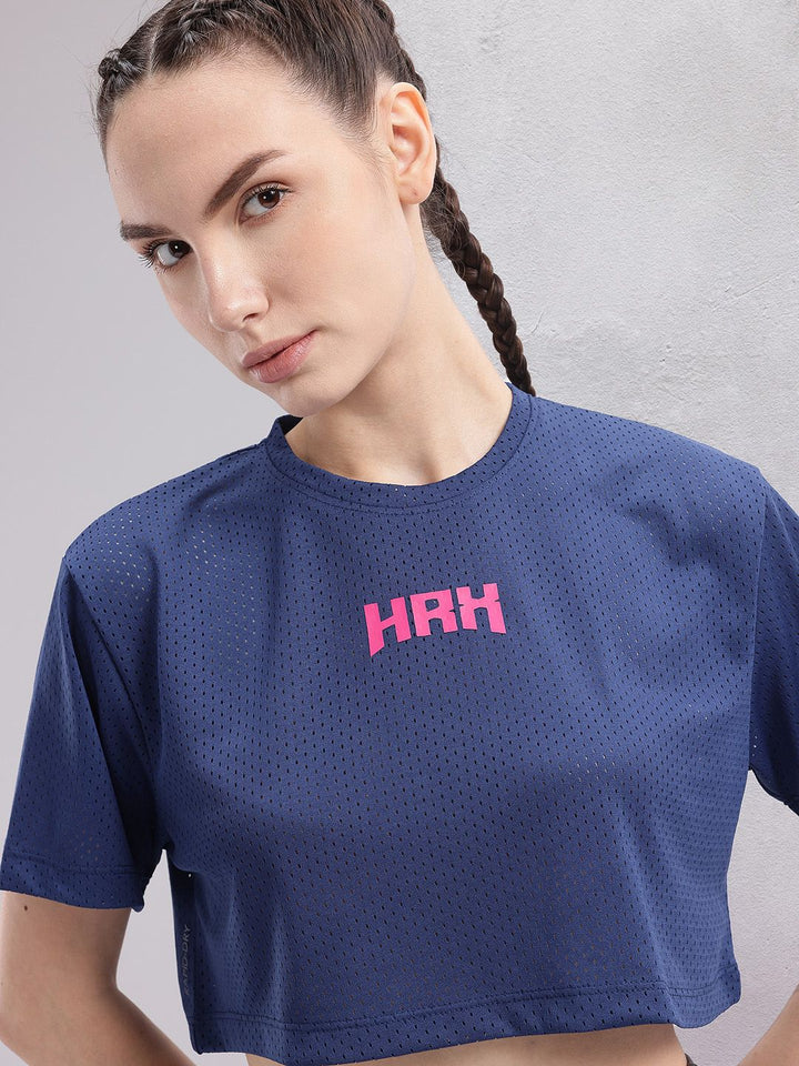 HRX by Hrithik Roshan Brand Logo Printed Training Crop T-shirt