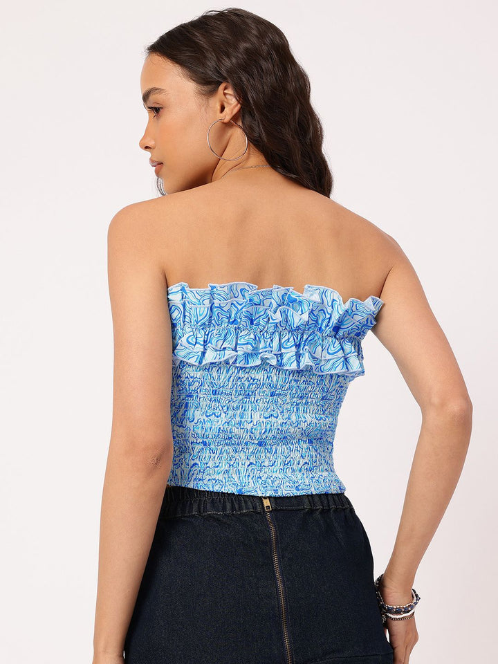 DressBerry Cutie Couture Floral Printed Smocked Tube Top