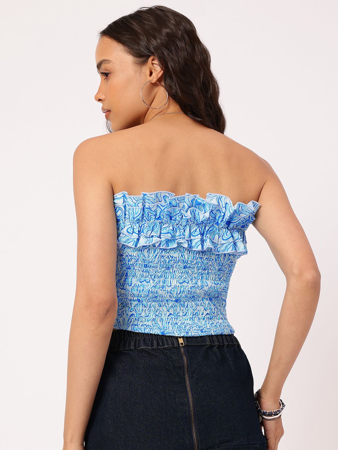 DressBerry Cutie Couture Floral Printed Smocked Tube Top