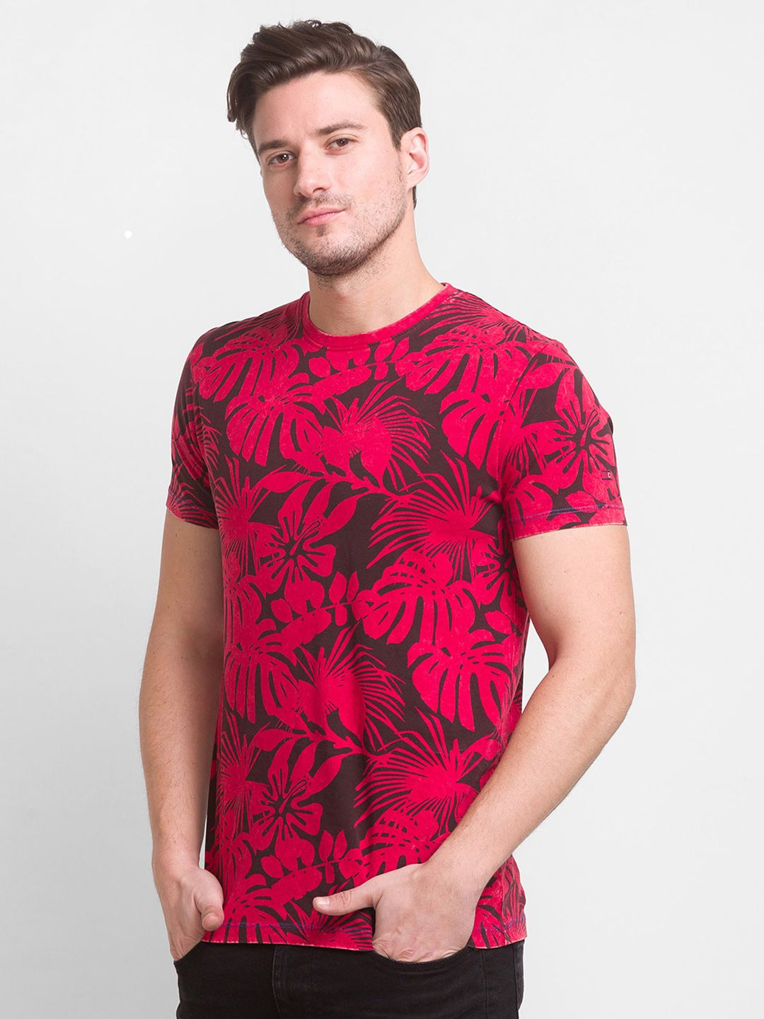 Being Human Men Red Printed Cotton  T-shirt