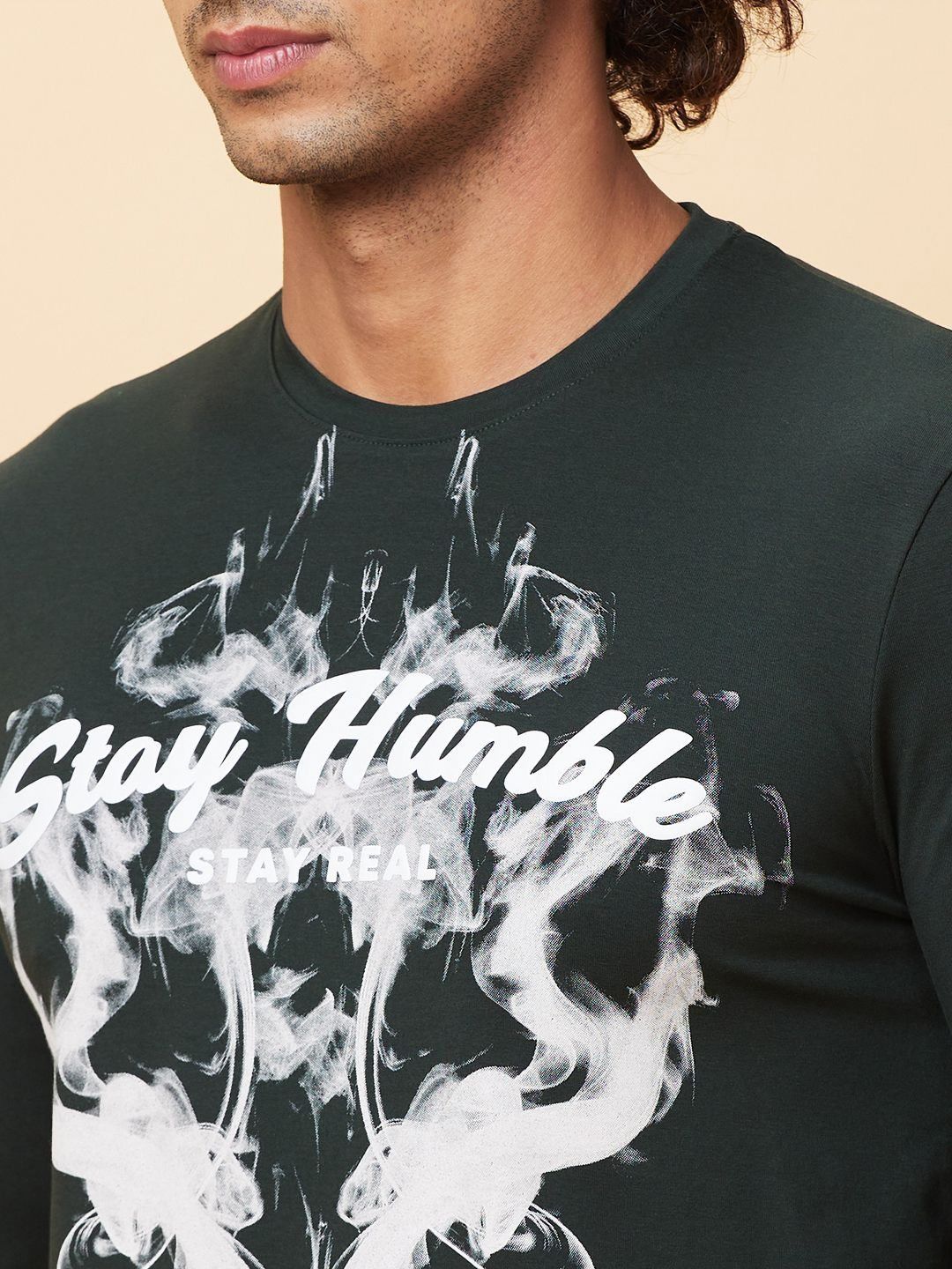 Being Human Men Printed Henley Neck Applique T-shirt