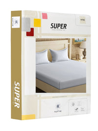 KLOTTHE Grey Solid 300 TC Cotton Blend Dilengkapi Cadar Double King dengan 2 Sarung Bantal