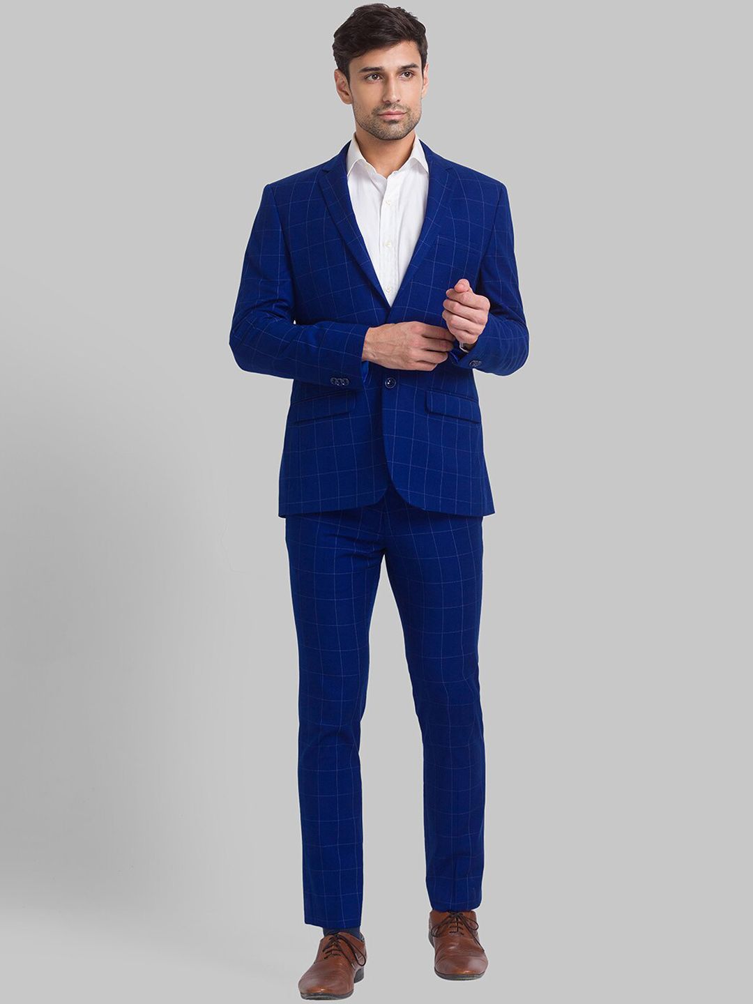 Park Avenue Men Checked Super Slim Fit 2 Piece Formal Suit