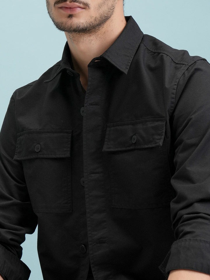HIGHLANDER Men Black Slim Fit Casual Shirt