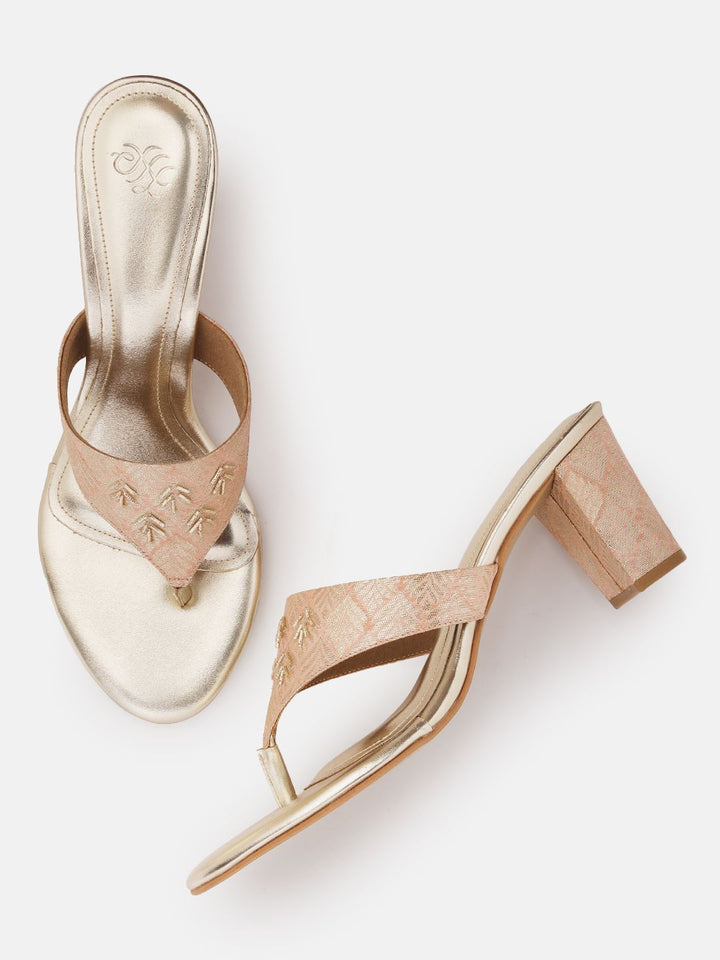 House of Pataudi Woven Design Ethnic Block Heels