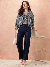 all about you Print Ruffles Ethnic Empire Crop Top