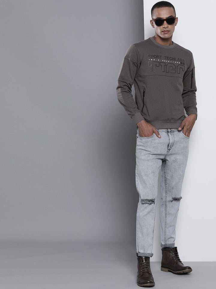 The Indian Garage Co Men Grey Printed Sweatshirt