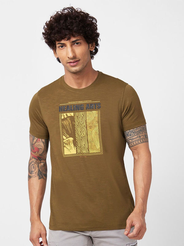 T-Shirt Kasual Slim Graphic Printed Spykar Graphic