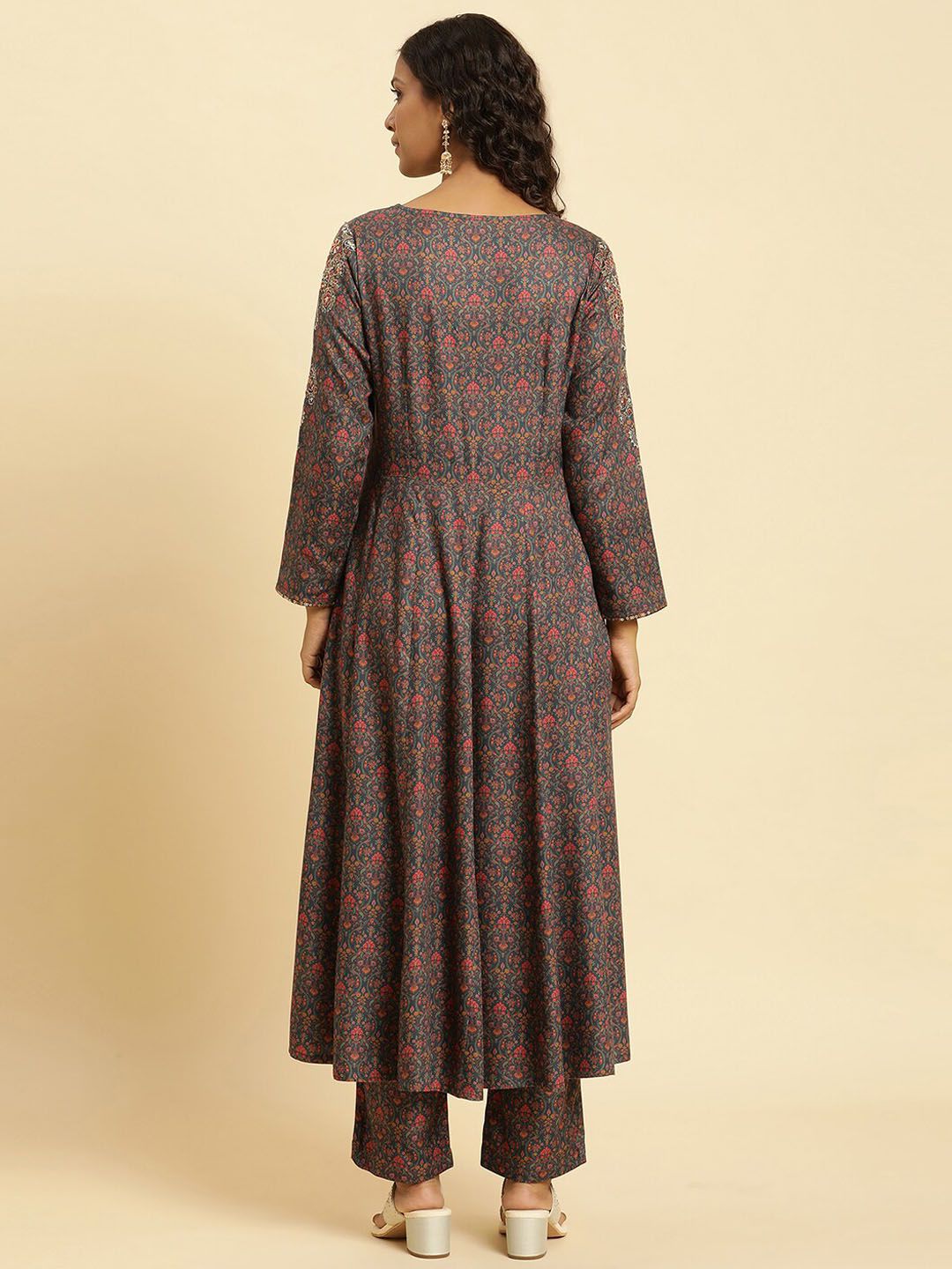W Ethnic Motifs Printed Regular Sequinned Kurta with Trousers