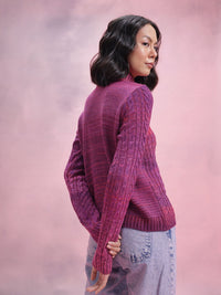 DressBerry Turtle Neck Cable Knit Design Acrylic Pullover