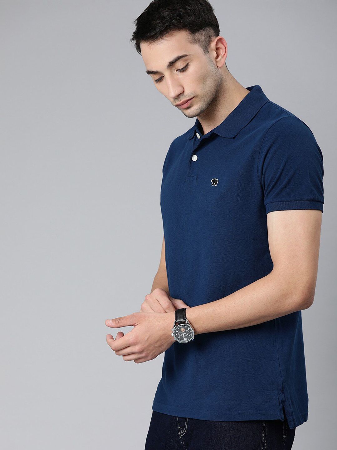 THE BEAR HOUSE Polo Collar Slim Fit Pure Cotton T-shirt