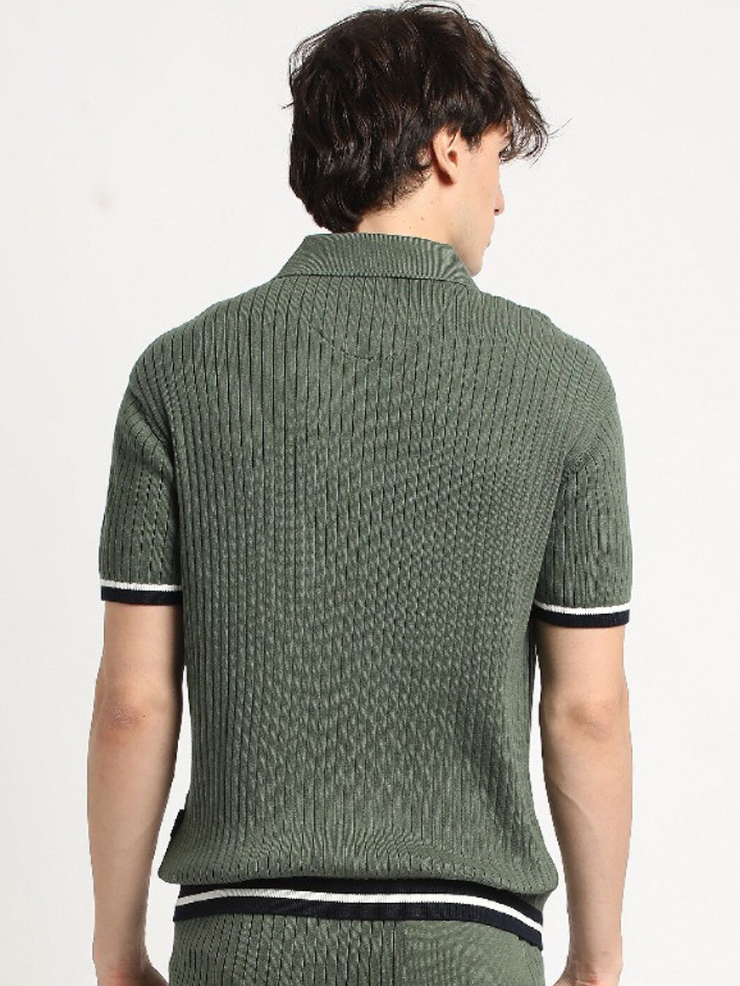 THE BEAR HOUSE Men Striped Regular Fit Polo T-Shirt