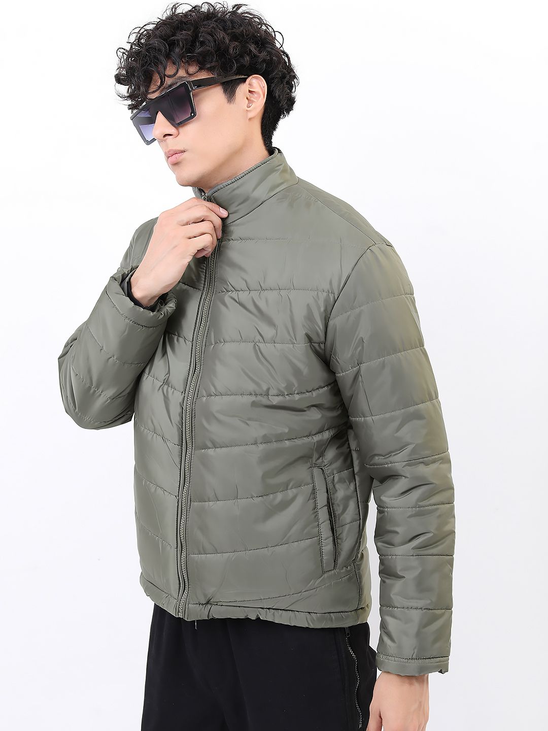 HIGHLANDER Men Olive Green Padded Jacket