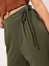 DressBerry Women Edgy Elegance Regular Fit Trousers with Tie-Up Detail