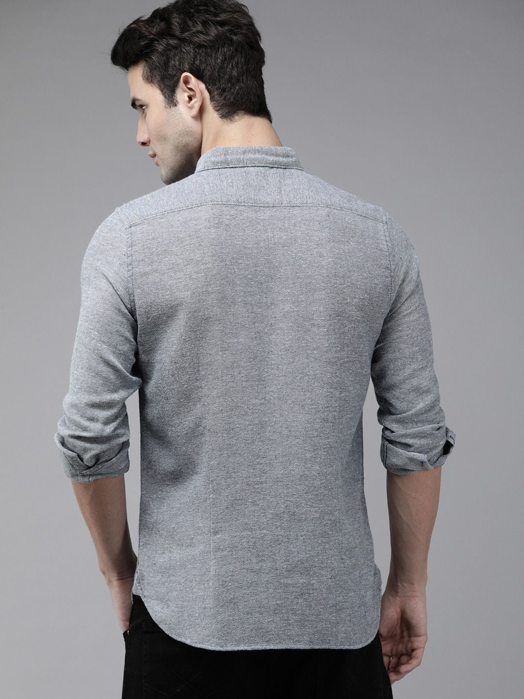 THE BEAR HOUSE Men Grey Slim Fit Casual Shirt